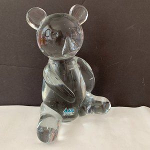 Vintage ACC HANDMADE Clear Crystal Glass  Bear  Paperweight 6" TALL